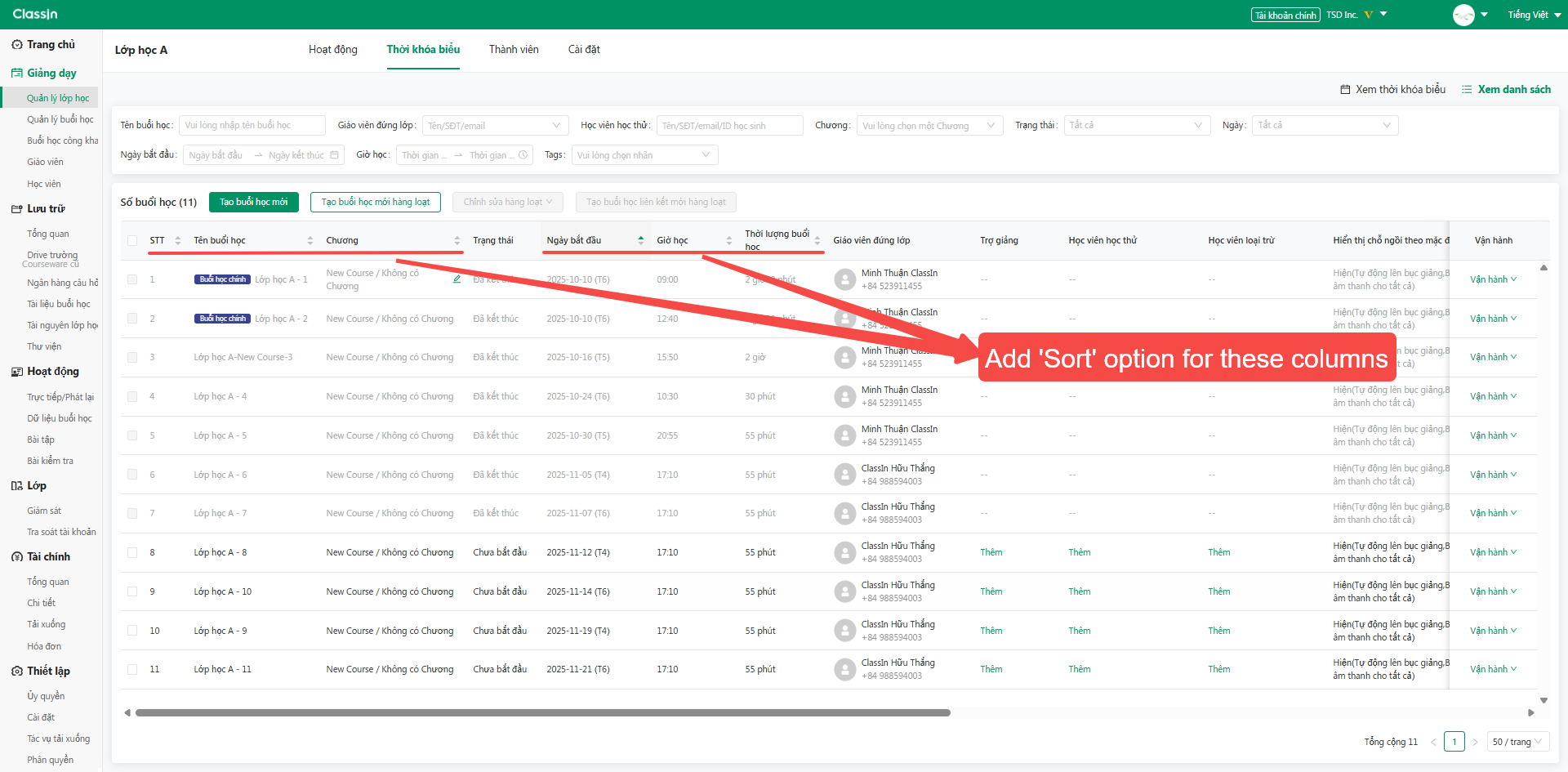 Ellie_Lesson Management_Sort option_Dashboard.png